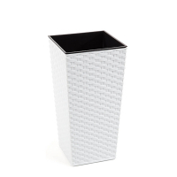 Кашпо Фінезія 300х300 з вазоном вкладкою білий ротанг купить