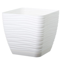 Вазон Sahara квадрат белый 23 см с поддоном купить